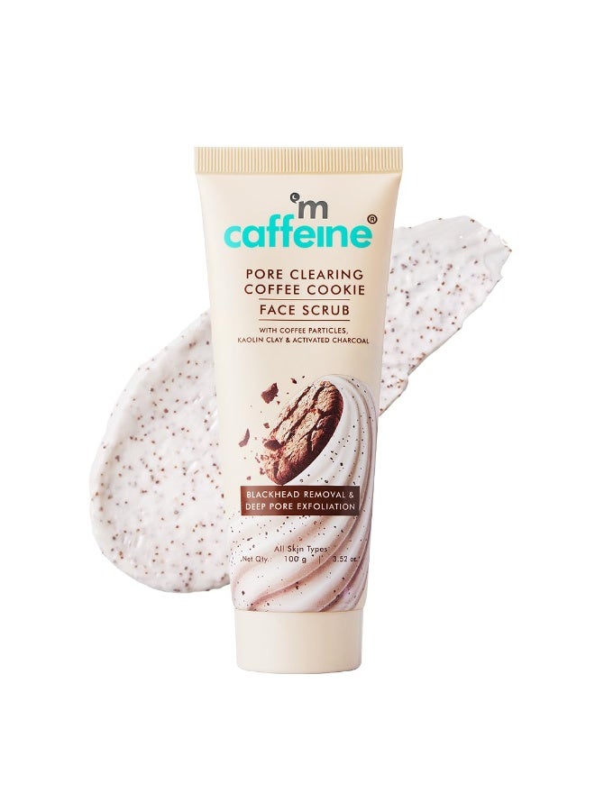 mCaffeine Pore Clearing Coffee & Cookie Face Scrub | Remove Blackheads, Detan & Exfoliate Dead Skin | 4.5% Exfoliants - Walnuts, Coffee, Charcoal, Clay | Glowing Skin Face Scrub for Women & Men - 100g - Image 1